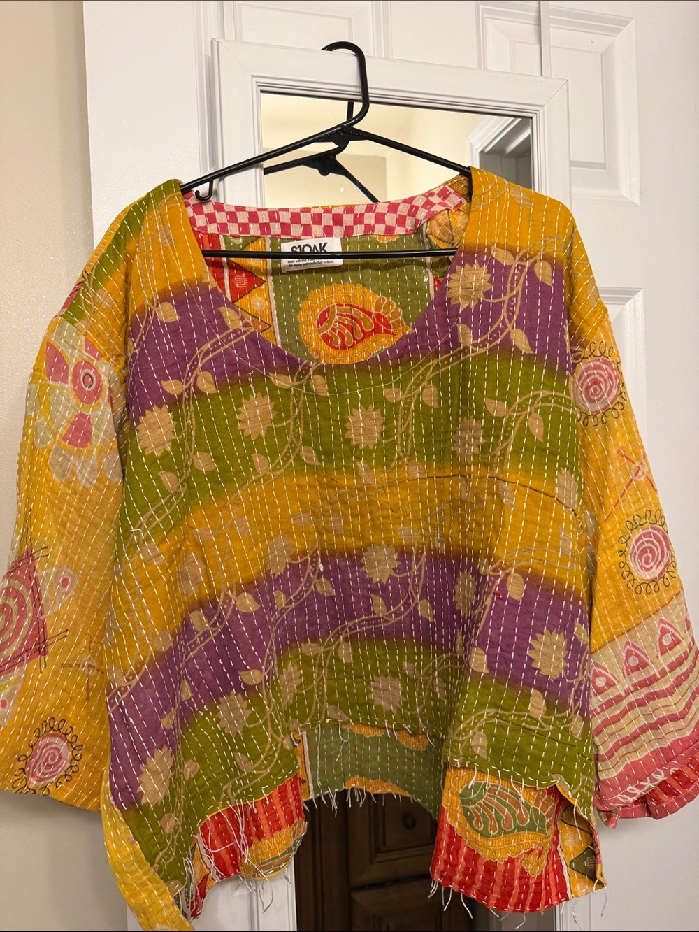 OAK Multicolor Kantha Tunic Top - Yellow, Green, Purple
